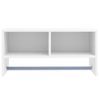 HOMCOM Wall Mounted Coat Hanger Hooks Rack Stand Hallway Coat Rack Rail & Storage Shelf Hanging Coat Organizer (White)(m-11)