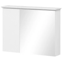 HOMCOM Armadietto con Specchio e Ripiani Regolabili su 3 Livelli, in Vetro e Legno, 65x15x49 cm, Bianco(m-10)