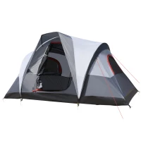 Outsunny Tente de camping 2-3 personnes 3 à 4 saisons imperméable fenêtres à mailles double couche 355 x 190 x 170 cm gris(m-10)