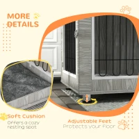 PawHut Indoor Dog Kennel w/ Soft Cushion, Double Door for Large Dogs, 106 x 74 x 81.5cm, Grey(m-7)