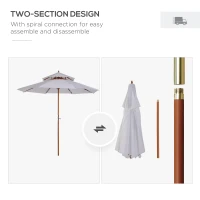 Outsunny 2.7m Elegant Wooden Frame Parasol Umbrella - White(m-4)