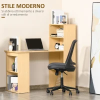 HOMCOM Scrivania Computer con Libreria Salvaspazio, Tavolo da Pranzo per Ufficio e Studio in Truciolato 120x55x120 cm(m-4)