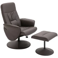 HOMCOM Fauteuil relax avec repose-pied fauteuil de relaxation relaxant pivotant 360° et dossier inclinable pour TV supportant jusqu'à 120 Kg revêtement synthétique métal marron(m-10)