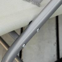 Outsunny Tumbona Mecedora con Reposacabezas Reposabrazos y Marco Metálico Carga 120 kg para Playa Patio Terraza 63x144x84cm Beige(m-9)