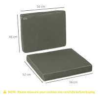 Outsunny Lot de 2 coussins de chaise coussins d'assise déhoussables grand confort coussins matelassé rembourré mousse tissu polyester gris foncé(m-3)