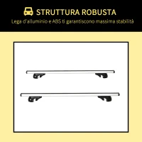 HOMCOM Barre Portapacchi per Auto con Serratura e Chiavi in Lega di Alluminio 125x5.5x7cm, Max. 75 kg(m-4)