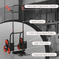 DURHAND Stair Climbing Hand Truck, Heavy Duty Foldable Trolley on Wheels, Multi-Purpose Sack, Steel Truck Moving Trolley, 120kg, Red(m-6)