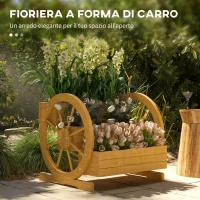 Outsunny Fioriera da Esterno a 3 Livelli con Fori di Drenaggio e Ruote, in Legno di Abete, 62x61x57 cm(m-4)