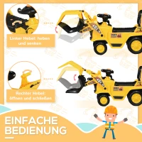 HOMCOM Aufsitzbagger, mit Kralle, Hupe, Sound-Effekten, Stauraum, Kippschutz, für Kinder 2-4 Jahre(m-4)