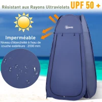 Outsunny Tente de douche pop-up tente de toilette pliable et portable anti-UV sac de transport inclus pour plage, pêche, randonnée, bain, l'extérieur, bleu marine(m-4)