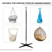 Outsunny Hanging Hammock Stand Hammock Chair Stand C Stand Steel Heavy Duty Stand for Hanging Hammock Air Porch Swing Chair Indoor Outdoor (Only Construction)(m-6)