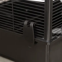 PawHut Jaula Pequeña para Roedores 80x48x58 cm Jaula para Hámster con 2 Puertas 2 Rampas 2 Plataformas Comedero y 2 Asas Portátil para Cobayas Ratoncillos Negro(m-8)