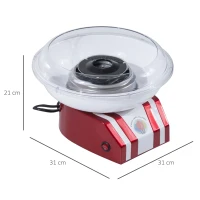 HOMCOM Candy Floss Machine for Kids & Adults, 550W  Retro Cotton Maker for Sugar or Candies,  Including 10 Candyfloss Sticks, Non-Slip Base, Red & White(m-3)