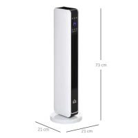 HOMCOM Heizgerät Heizlüfter 2200W Elektroheizer Keramik Heizturm mit Fernbedienung 8-Stunden-Timer Oszillation Heizer Heizung ABS PA Weiß+Schwarz 21 x 21 x 73 cm(m-3)