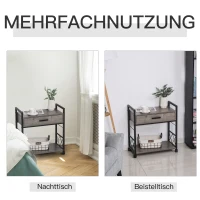 HOMCOM Beistelltisch Servierwagen mit Rädern Küchenwagen Kaffeetisch mit Schublade Ablage Sideboard beweglich Grau Spanplatte 60 x 30 x 65 cm(m-7)