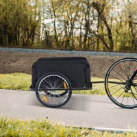 HOMCOM Two-Wheel Bicycle Large Cargo Wagon Trailer Oxford Fabric, Folding Storage, & Removable Cover, Red(m-10)