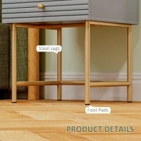 HOMCOM Set of Two Elegant Bedside Tables - Grey/Gold-Tone(m-6)