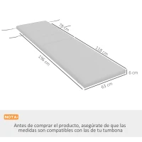 Outsunny Cojín para Tumbona de Algodón 196x63x6 cm con Tela Hidrófuga Cojín de Asiento y Respaldo Gris Claro(m-3)
