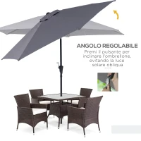 Outsunny Ombrellone da Giardino 2.6x2.4 m Inclinabile con Manovella, in Alluminio e Poliestere Grigio e Nero(m-5)