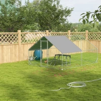 PawHut Walk In Chicken Run with Chicken Activity Shelf and Cover, 3 x 4 x 2m(m-10)