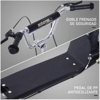 HOMCOM Patinete 135x58x92-100 cm 2 Ruedas 16/12 pulgadas con 2 Frenos Scooter + Caballete Negro(m-5)