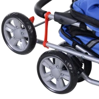 PawHut Pet Stroller for Small Miniature Dogs Cats Foldable Travel Carriage with Wheels Zipper Entry Cup Holder Storage Basket Blue(m-9)