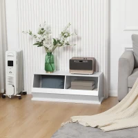 HOMCOM Meuble 2 casiers bacs de rangement en MDF - dim. 90L x 36l x 35H cm -blanc(m-2)