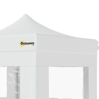 Outsunny Carpa Plegable 3x3 m con Altura Ajustable Cenador de Jardín con 4 Paredes Extraíbles de Tela Oxford 4 Ventanas y Bolsa de Transporte Impermeable Gazebo para Exterior Terraza Camping Blanco(m-8)