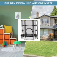 HOMCOM Kindertrampolin Ø140 cm, Trampolin mit Sicherheitsnetz, Randabdeckung, Gartentrampolin für Kinder 3-10 Jahre, bis 50 kg belastbar, Schwarz(m-6)