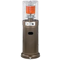 Outsunny 11KW Patio Bullet Heater with Tip-over Protection, Gas Glass Tube Electronic Ignition Floor Standing Stainless Steel Garden Outdoor 137Hcm(m-1)