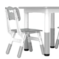 AIYAPLAY Height Adjustable Toddler Table and Chair Set, 3 Pcs Children Activity Table w/ 2 Chairs, for Playroom, Bedroom - Grey(m-9)
