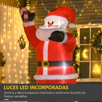HOMCOM Papá Noel Hinchable 240 cm con Bastón Luces LED e Inflador Decoración Navideña para Exterior Interior Multicolor(m-4)