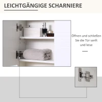 kleankin Spiegelschrank Badschrank Hängeschrank Badmöbel Wandschrank Mehrzweckschrank mit offener Regal Spanplatte Glas Weiß 54 x 15 x 55 cm(m-6)