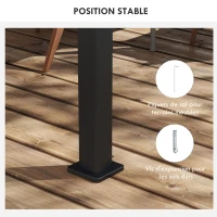 Outsunny Pergola 3 x 6 m  pergola d'extérieur tonnelle avec persiennes manivelle, toit réglable en aluminium crochets gris foncé(m-6)