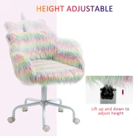 Vinsetto Unicorn Home Office Chair, Height Adjustable Fluffy Desk Chair with Armrests and Swivel Wheels, Colourful(m-4)