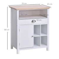 HOMCOM Küchenschrank, Weinschrank, Beistellschrank mit Schublade und Weinregal, Kommode, Sideboard für Küche, Wohnzimmer, Badezimmerschrank, Weiß, 70 x 45 x 88 cm(m-3)