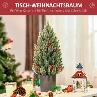 HOMCOM Mini Weihnachtsbaum mit Tannenzapfen, roten Beeren und Übertop 50 cm hoch, Mehrfarbig(m-6)