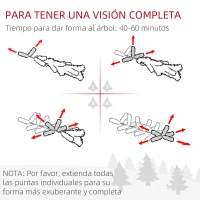 HOMCOM Árbol de Navidad Artificial con Luces LED Altura 230 cm con 1051 Ramas 45 Piñas Apertura Automática Base Plegable(m-7)