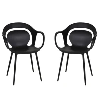 HOMCOM Lot de 2 chaises de Salle à Manger, Chaise de Cuisine, Design Simple Moderne, accoudoirs Dossier Ergonomique Confortable, Cadre PP, Pieds en métal, 58,5 x 60 x 83,5 cm, Noir(m-1)