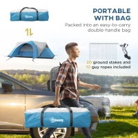 Outsunny 3000mm Waterproof Camping Tent for 5-6 Man, Family Tent with Porch and Sewn in Groundsheet, Portable with Bag, Blue(m-8)