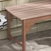 Outsunny Banc de jardin 2 places banc d'extérieur sans dossier assise à lattes cadre en bois pour jardin, terrasse, cour(m-8)