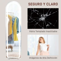 HOMCOM Espejo de Cuerpo Entero con Luces LED 150x40 cm Marco de Aleación de Aluminio Iluminación de 3 Colores Plata(m-8)