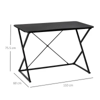 HOMCOM Scrivania per Camera e Ufficio Compatta e Salvaspazio, Scrivania Moderna in Metallo e MDF 100x60x75.5cm Nero(m-3)