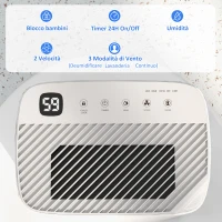 HOMCOM Deumidificatore Portatile 20L/Giorno, Serbatoio 2.5L, 2 Velocità e 3 Funzioni e Timer 24 Ore, Bianco(m-5)