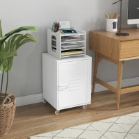 Vinsetto Mueble Archivador con Ruedas Estante Ajustable y Puerta de Metal para Tamaño A4 para Estudio 38x38,5x55,5 cm Blanco(m-2)