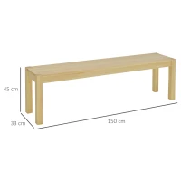 HOMCOM Panca da cucina in legno di pino per 3 Persone, 150Lx33x45cm, color legno(m-3)