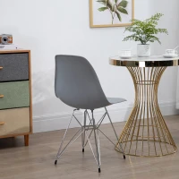 Lot de 2 chaises design néo-rétro Eiffel piètement métal assise dossier polypropylène(m-5)