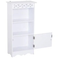 HOMCOM Sideboard, Küchenkommode mit 3 Fächern, Badschrank, Aufbewahrungsschrank, Küchenschrank, Beistellschrank für Wohnzimmer, Schlafzimmer, Weiß, 40 x 23 x 80 cm(m-10)