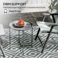Outsunny Steel Removable Tray Top Garden Table - Black(m-5)