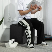 HOMCOM Sitzhocker mit Stauraum, Fußhocker, Polsterhocker, abnehmbarer Deckel, Bezug in Leinenoptik, 42 x 42 x 41 cm, Dunkelgrau(m-2)